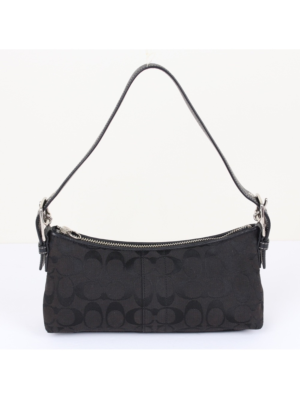 Vintage Y2K Coach 6371 Hamptons Signature Black Demi Baguette Shoulder Bag